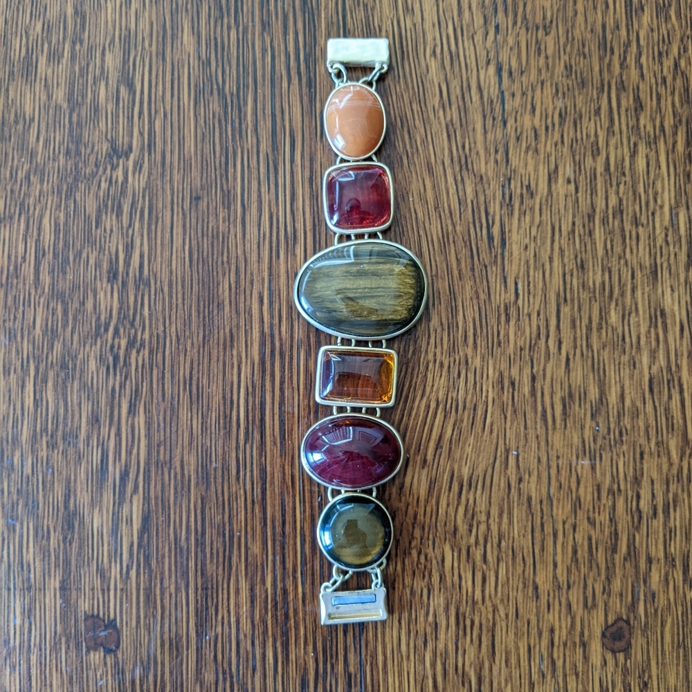 Chico's Gold-tone Bracelet with Multi-color, Faux stones